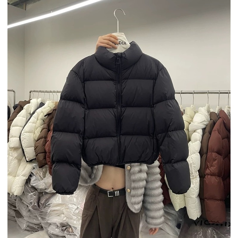 韩版纯色立领简约百搭显瘦羽绒服K2494