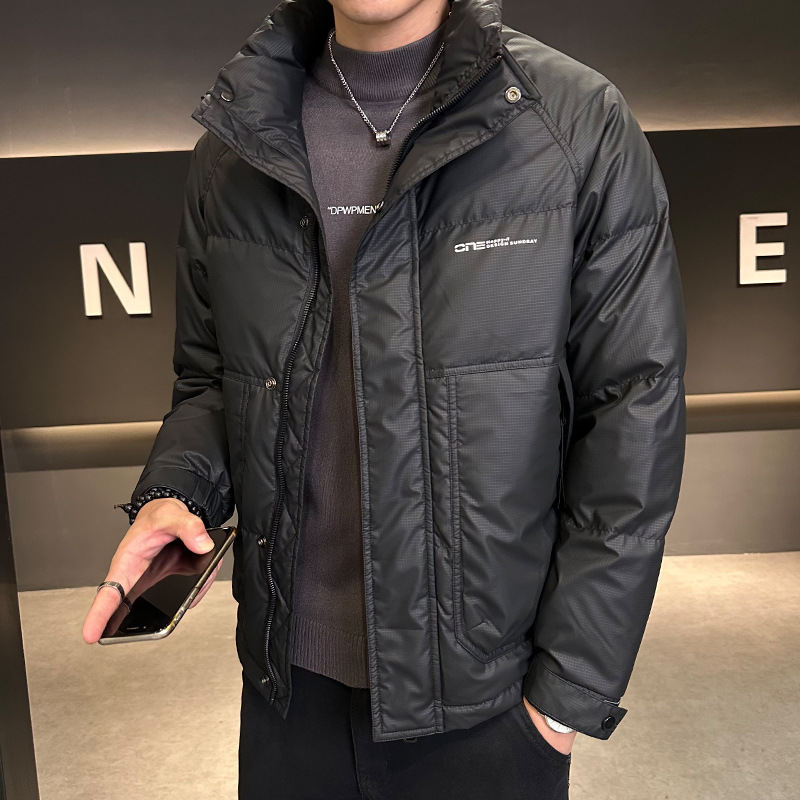 青年高端立领羽绒服男2024冬装新款潮流防寒保暖白鸭绒高品质外套