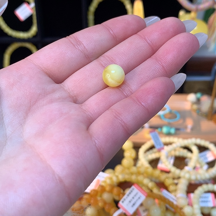 琥珀手链未镶嵌蜜蜡圆珠单珠