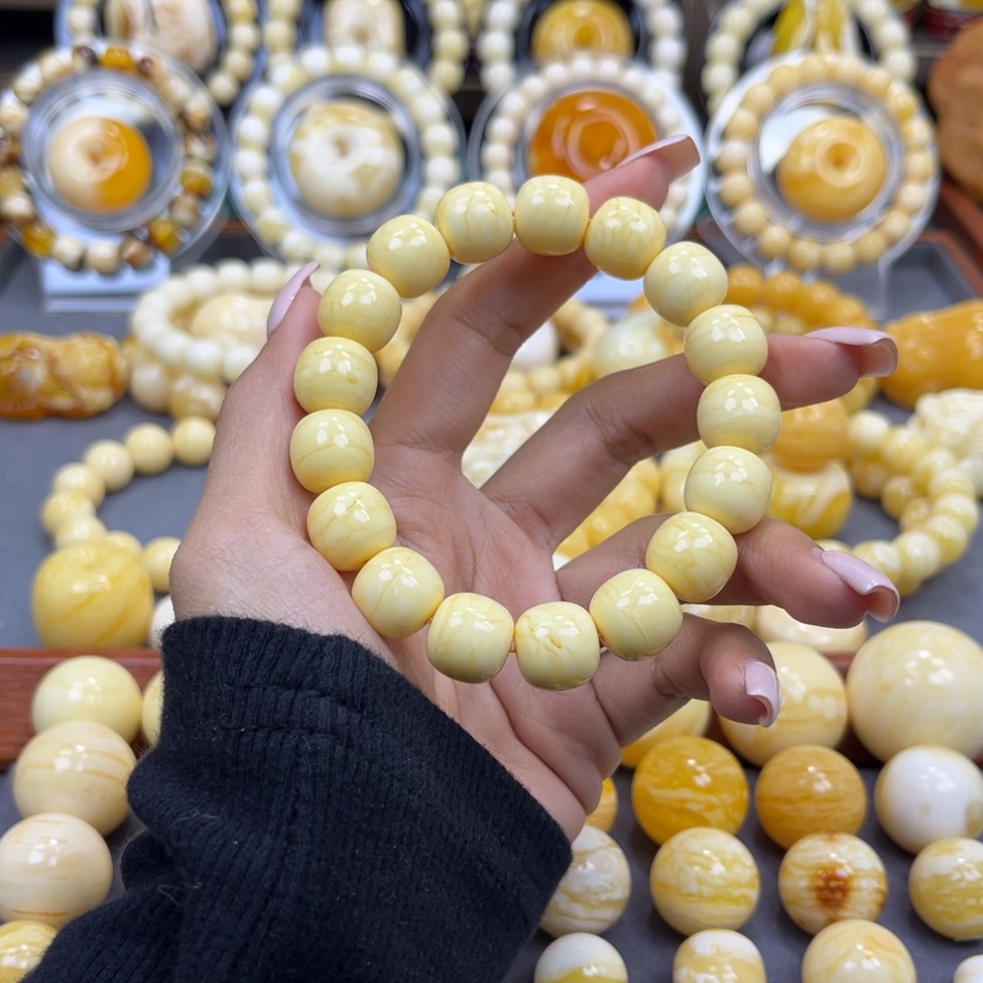 琥珀未镶嵌手串13+