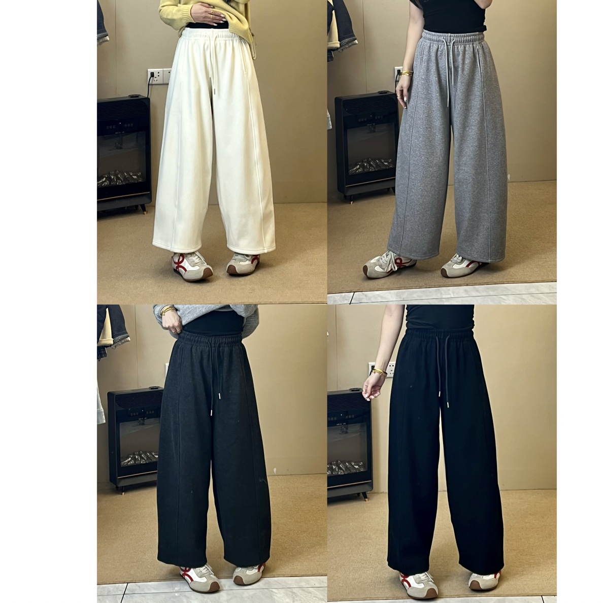 加绒慵懒休闲风锥形裤