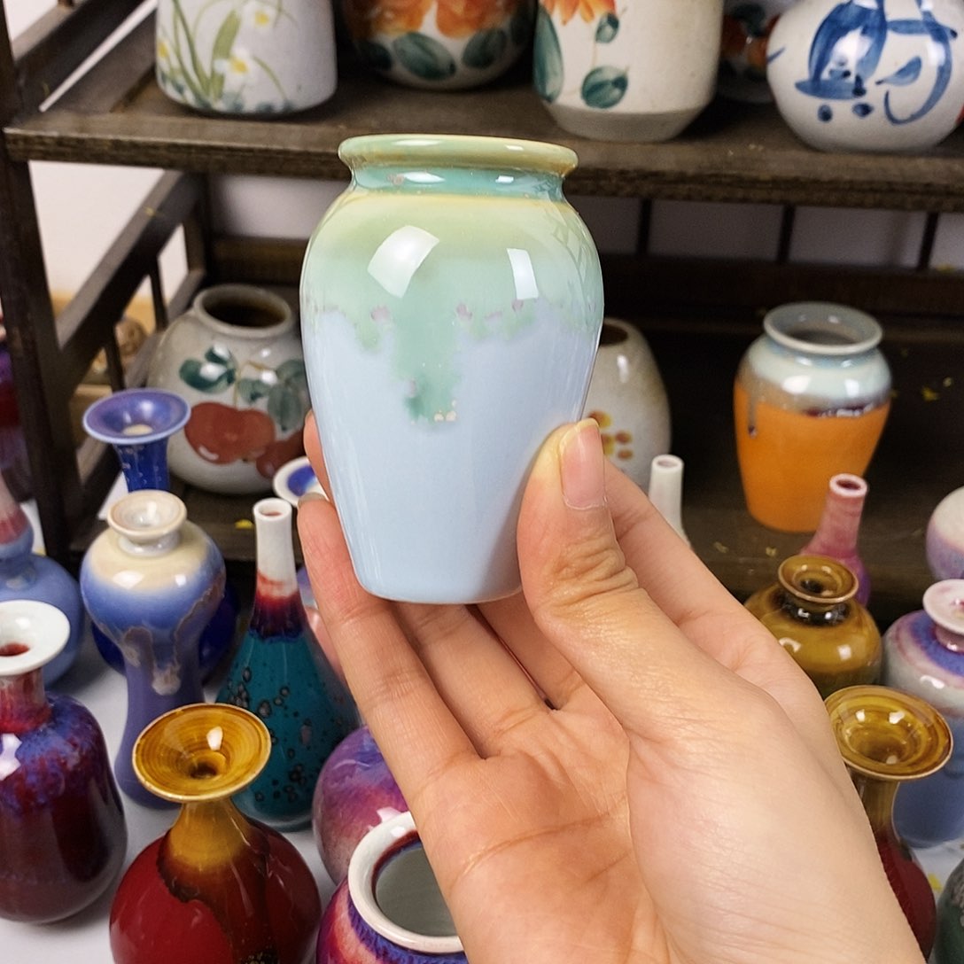 摆件云*圆景德镇高温陶瓷小花瓶