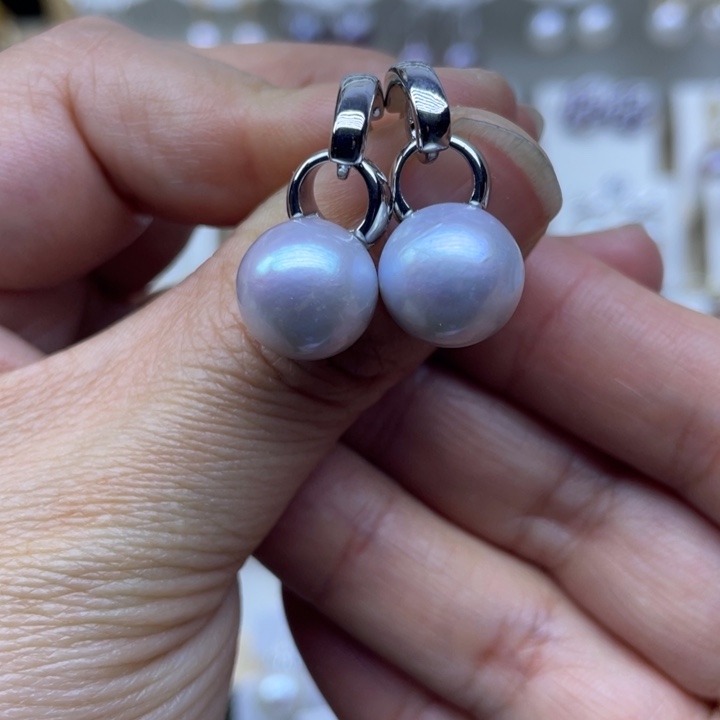 淡水珍珠耳饰银S925镶嵌