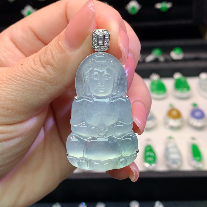 翡翠吊坠(不含链)18K金镶嵌