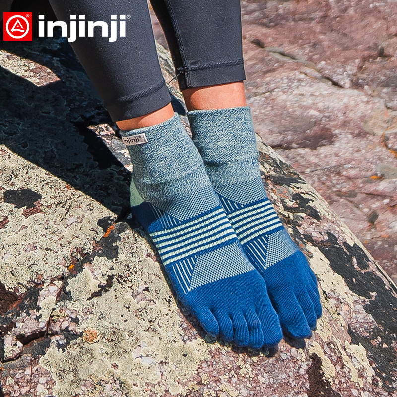 Injinji女款越野跑五指袜加厚中筒速干户外运动徒步登山袜冬TRAIL