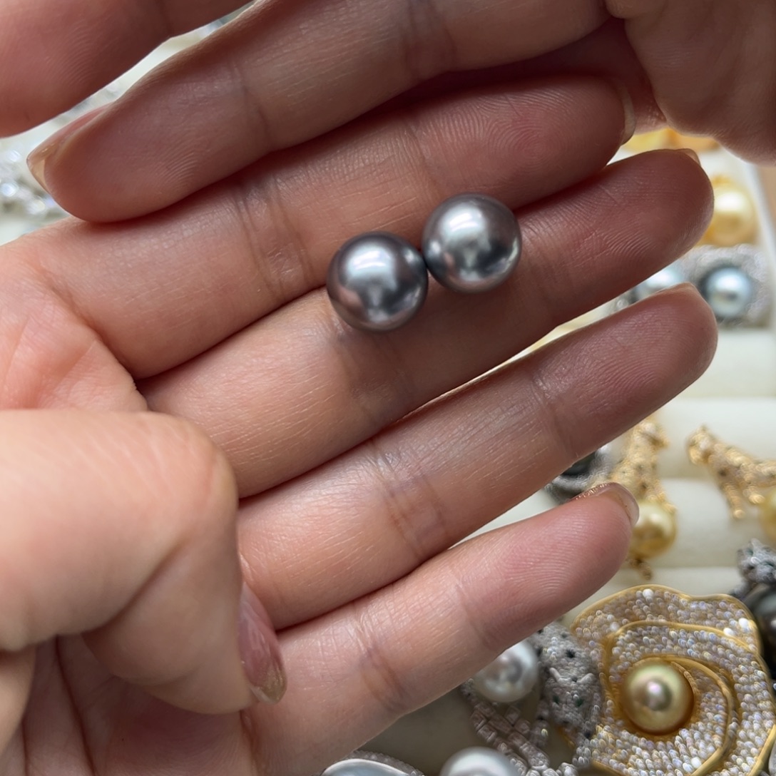 银S925镶嵌海水珍珠耳饰