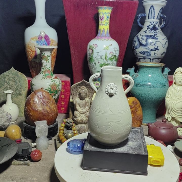 瓷片青花瓷瓶手工制作
