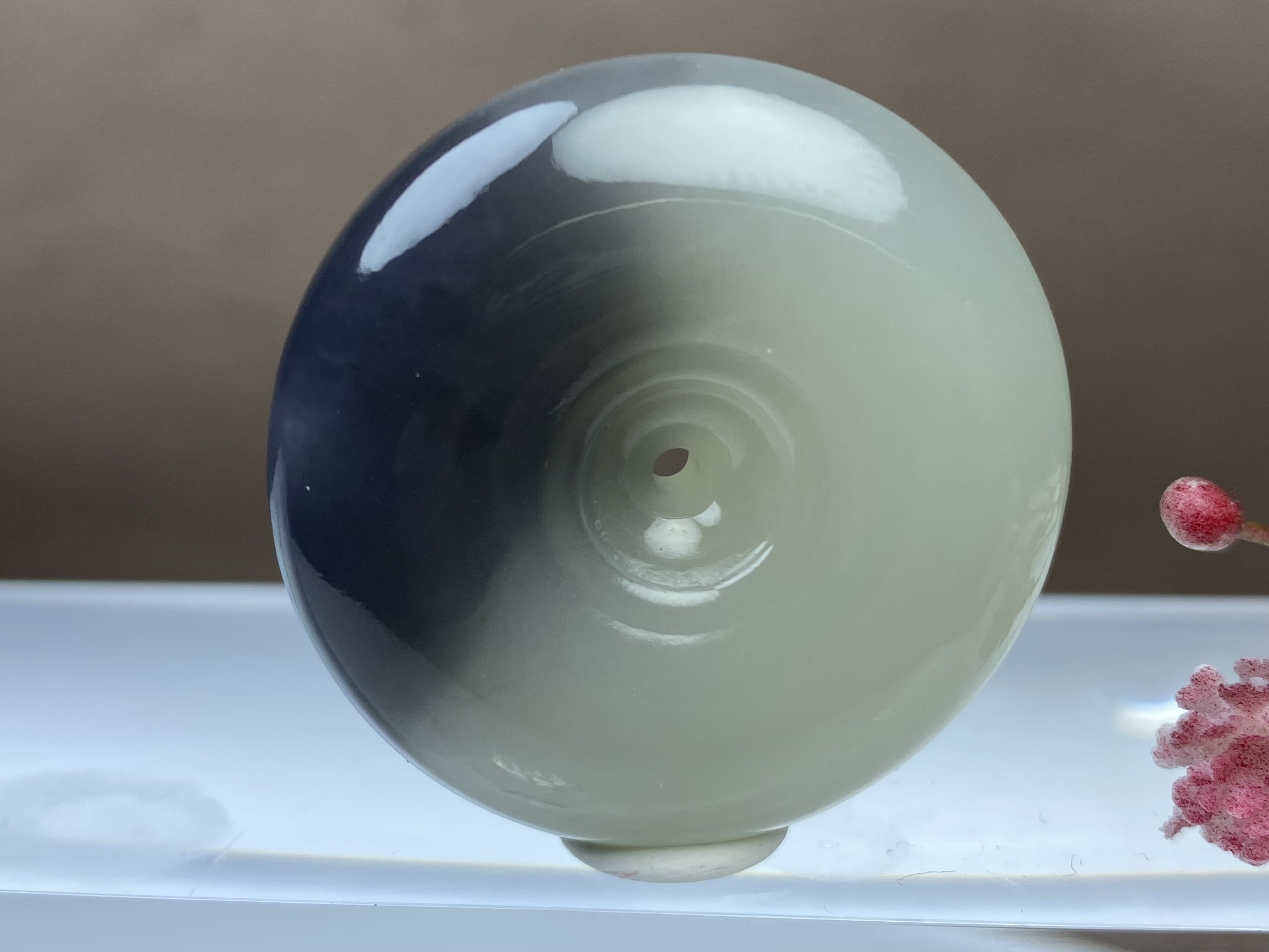 和田玉双色白加紫大平安扣35玉质细腻饱满温润