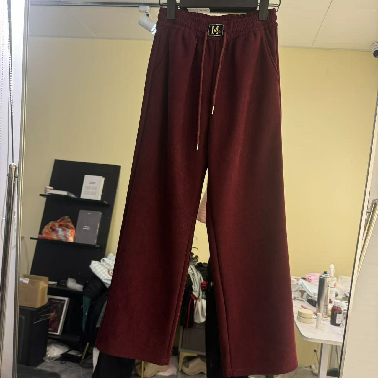 秋冬季高腰加绒加厚直筒裤显瘦垂顺抗皱休闲百搭针织裤