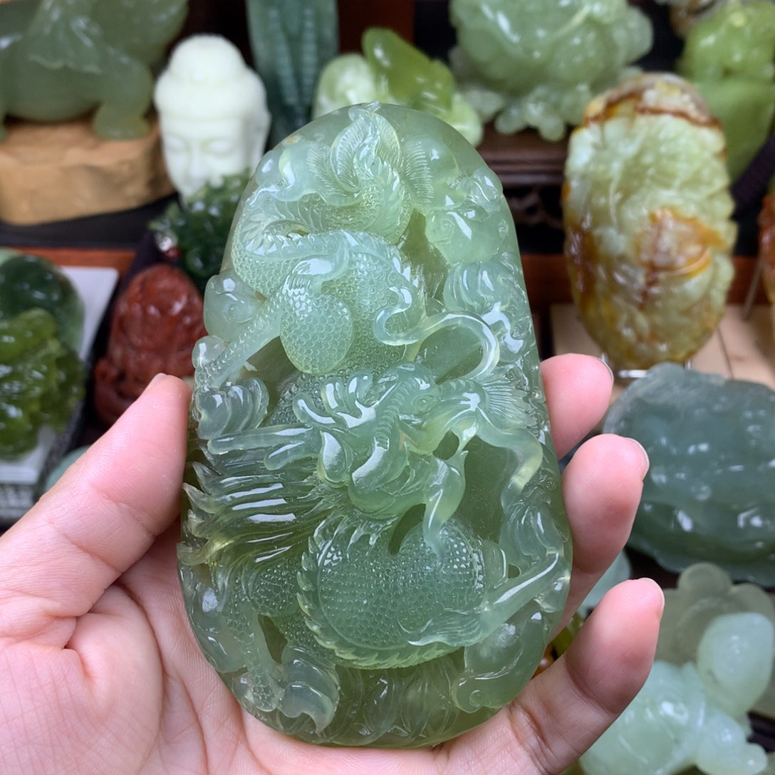 未镶嵌岫玉手把件