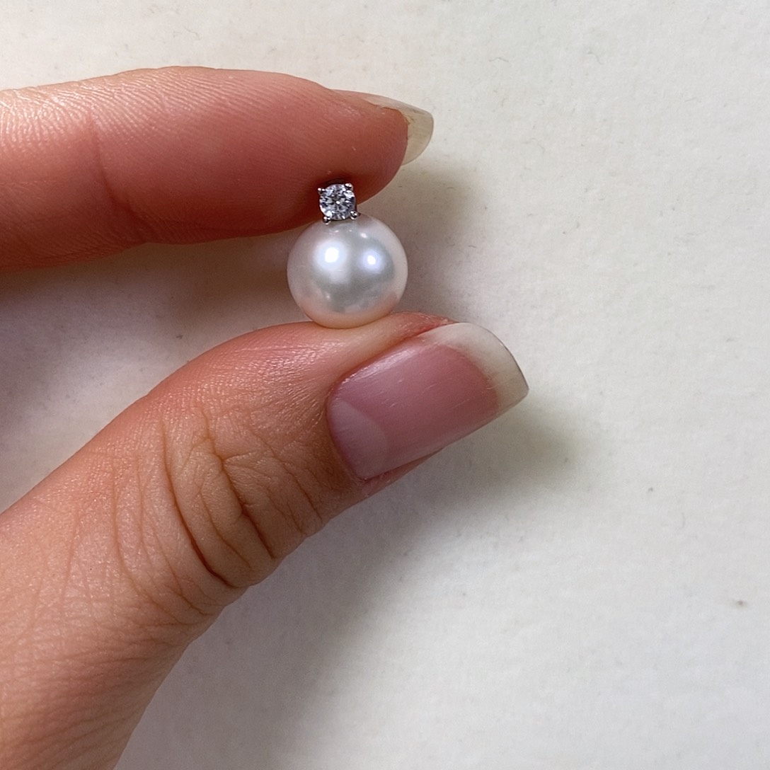 淡水珍珠吊坠(不含链)银S925镶嵌微瑕10.6m m