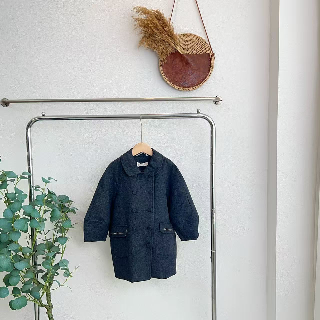 2137帕深花灰中长款大衣