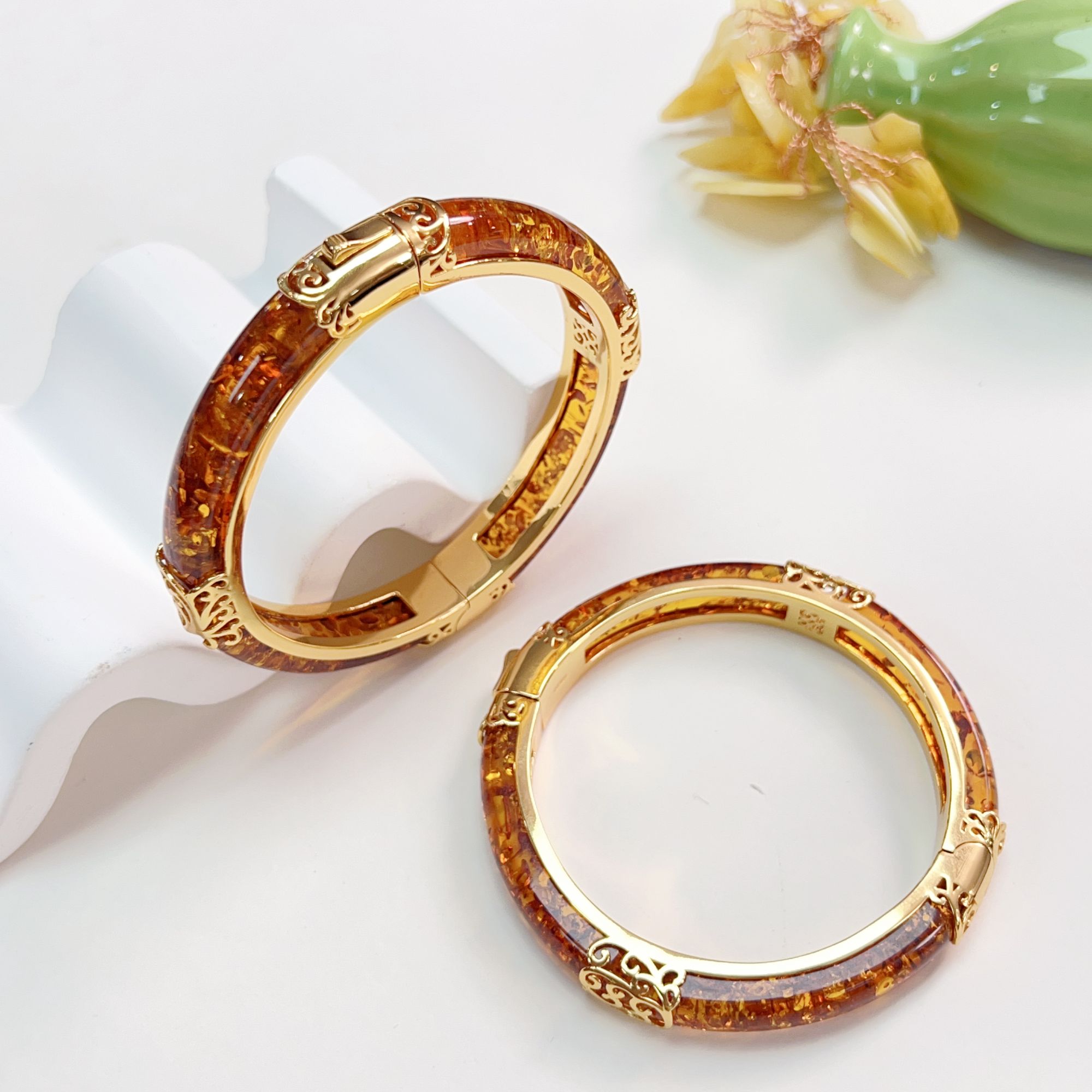 【小宝珠宝】16 S79704-花珀手镯-多样性发一件-9.5*6.5mm