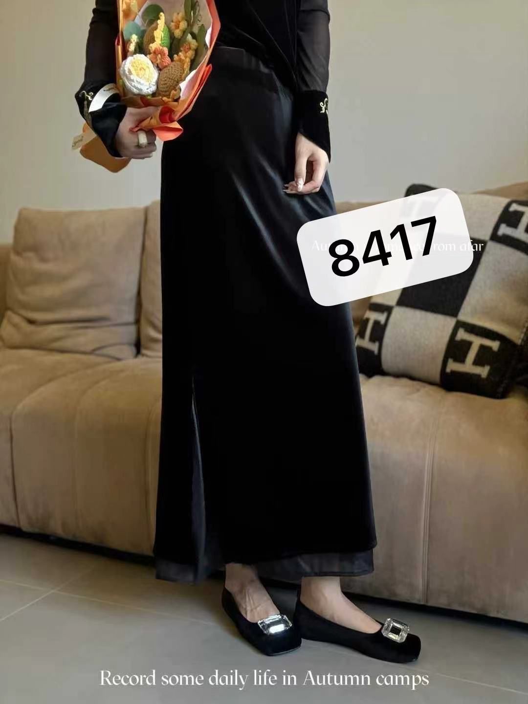 常规款休闲风厚款直筒裙半身裙气质显瘦套装修身时尚【8492】