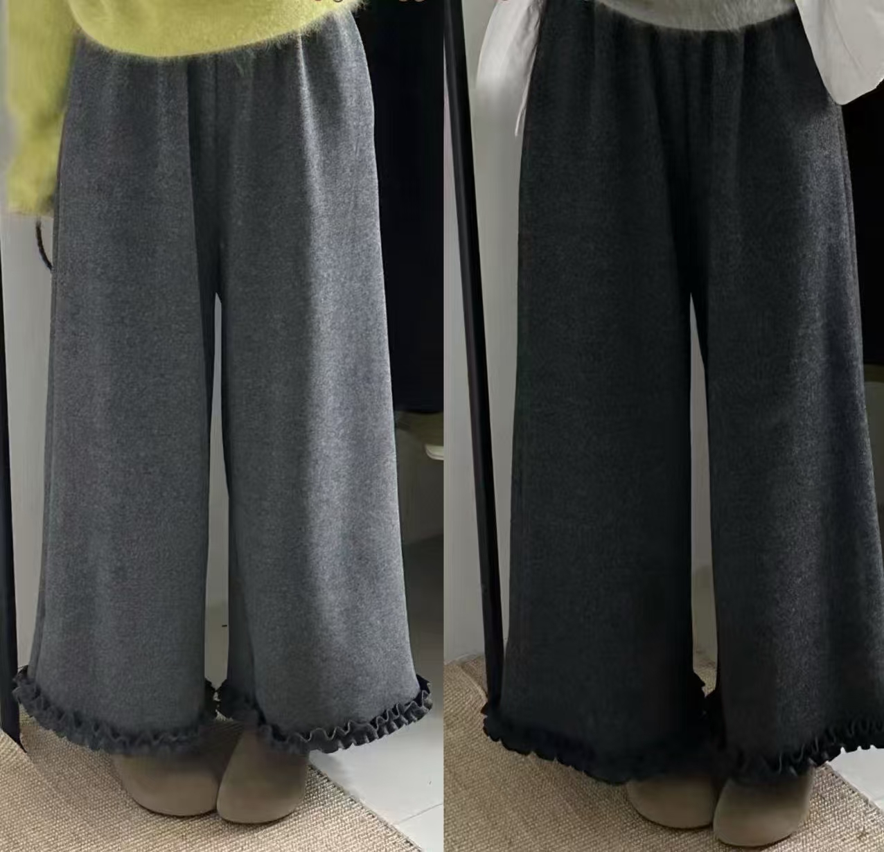 「雅阁·布」花边加绒韩系休闲裤