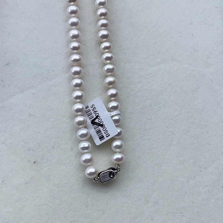 淡水珍珠颈饰银S925镶嵌卡8➕高品极光白炫彩