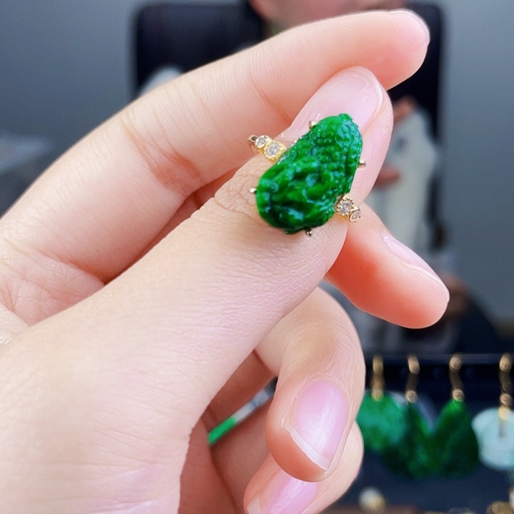 翡翠戒指银S925镶嵌饰品