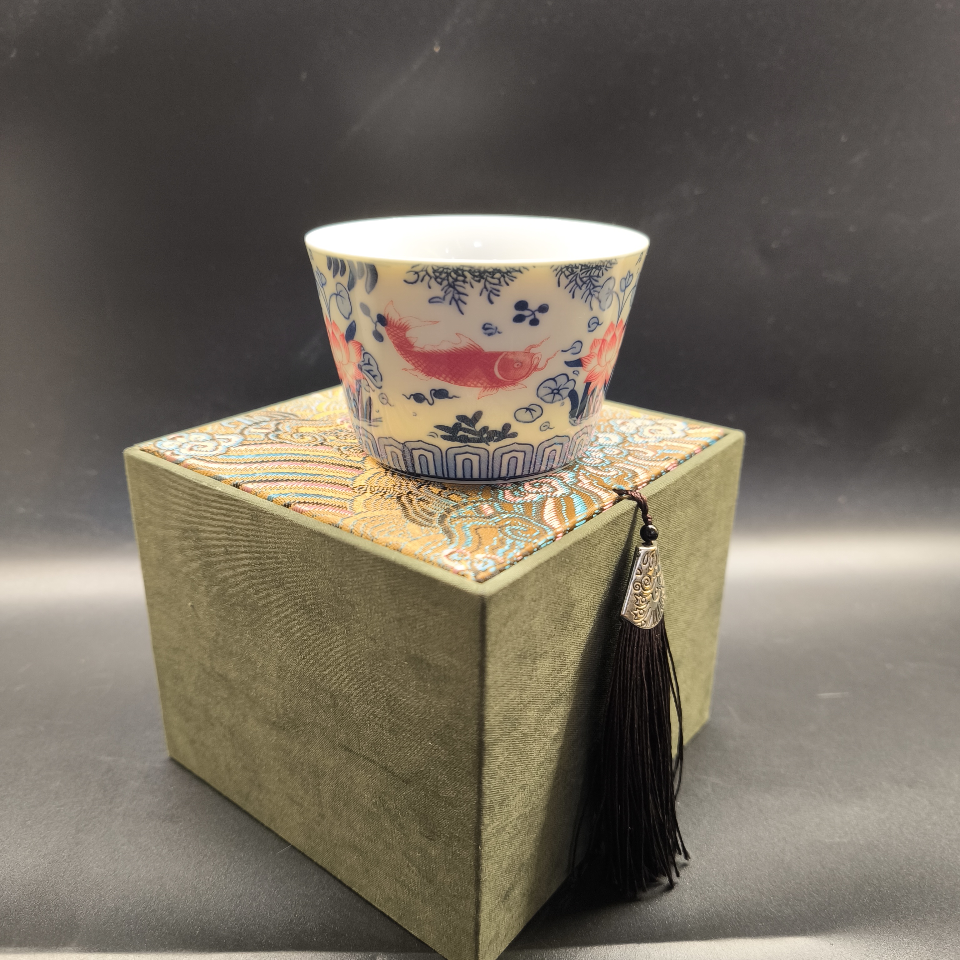 景德镇1577手绘仿古青花茶杯陶杯手工主人杯茶碗茶盏单杯轻奢古典