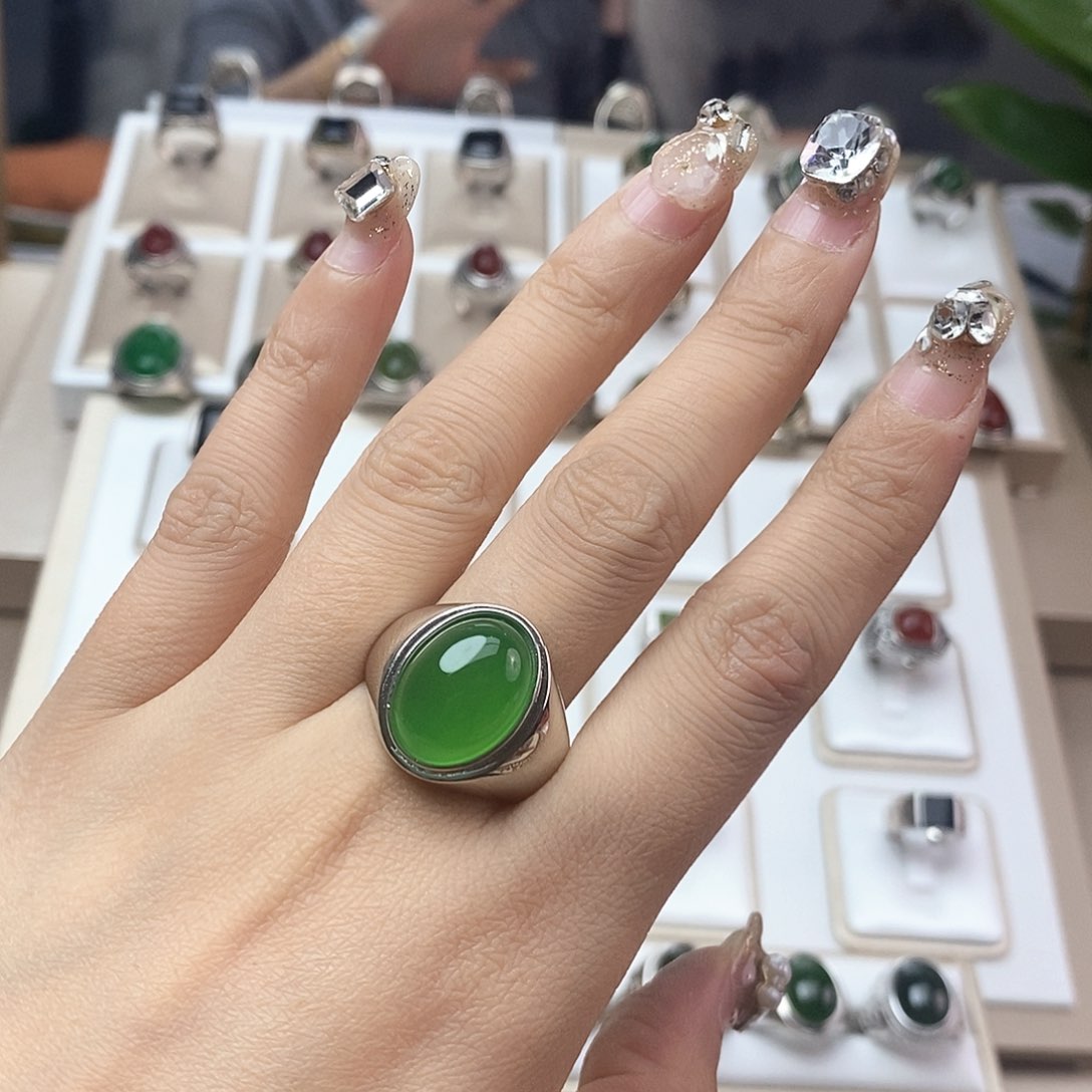 玛瑙/玉髓戒指银S925镶嵌L***煞