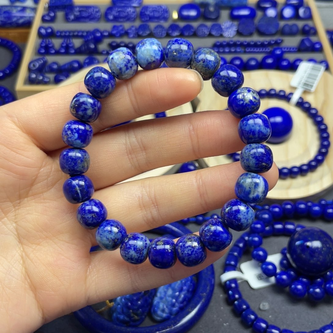 青金石未镶嵌老型手串10+