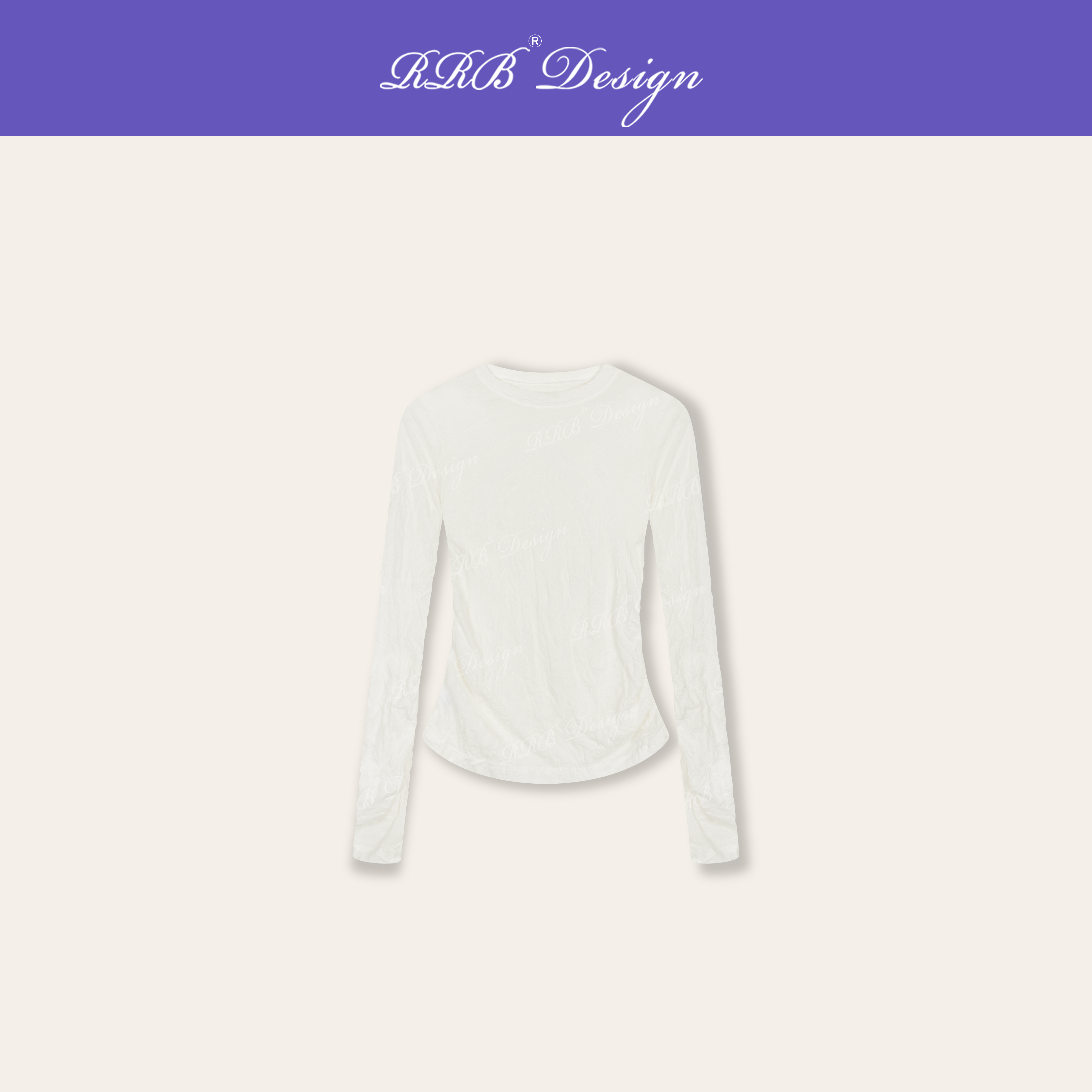 RRB Design「皱皱T」褶皱高温定型棉长袖T恤褶皱基础百搭上衣打底衫