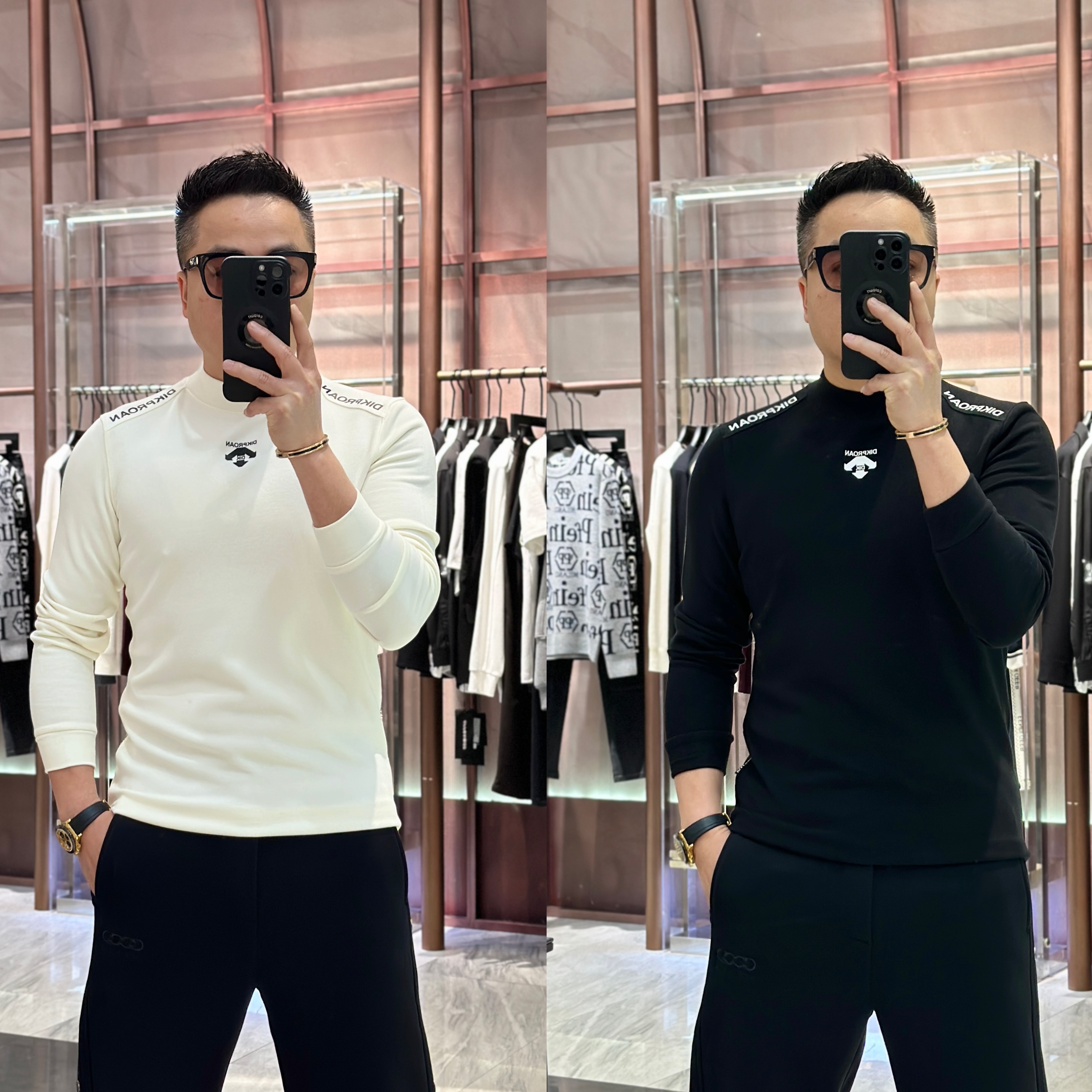 《发现者》25男士轻奢“混纺山羊绒”高品质保暖小中领长袖T恤~25173