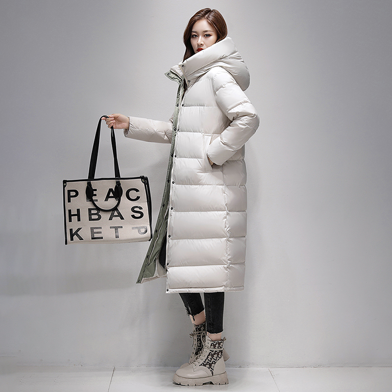 羽绒服女中长款连帽时尚保暖女装外套
