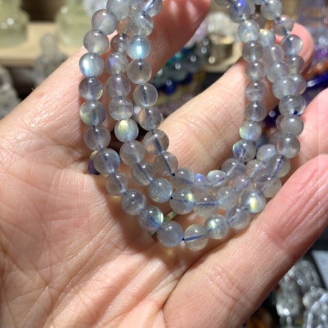 月光石手链未镶嵌6mm三圈手串