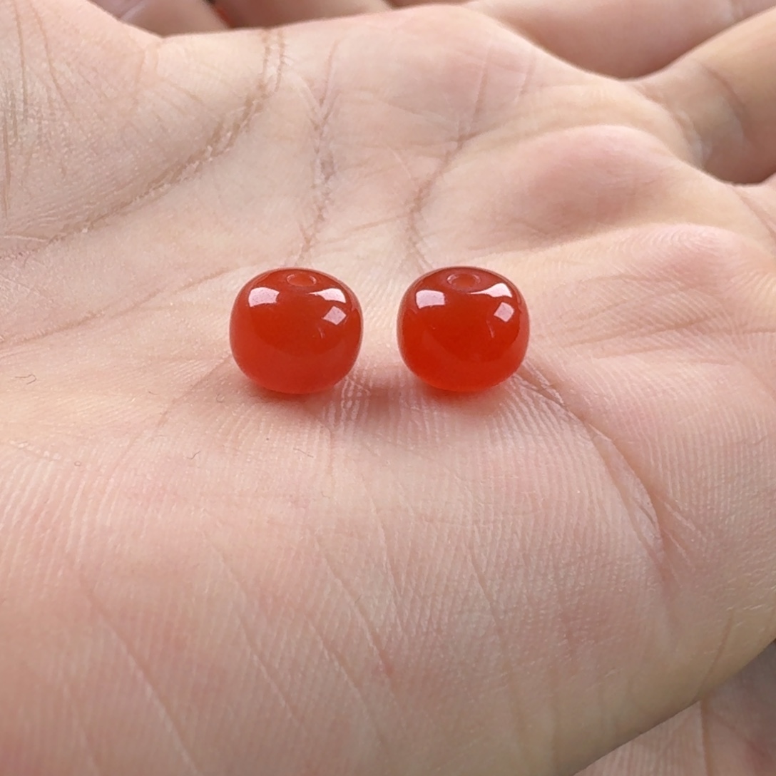 南红玛瑙未镶嵌老型对珠8+