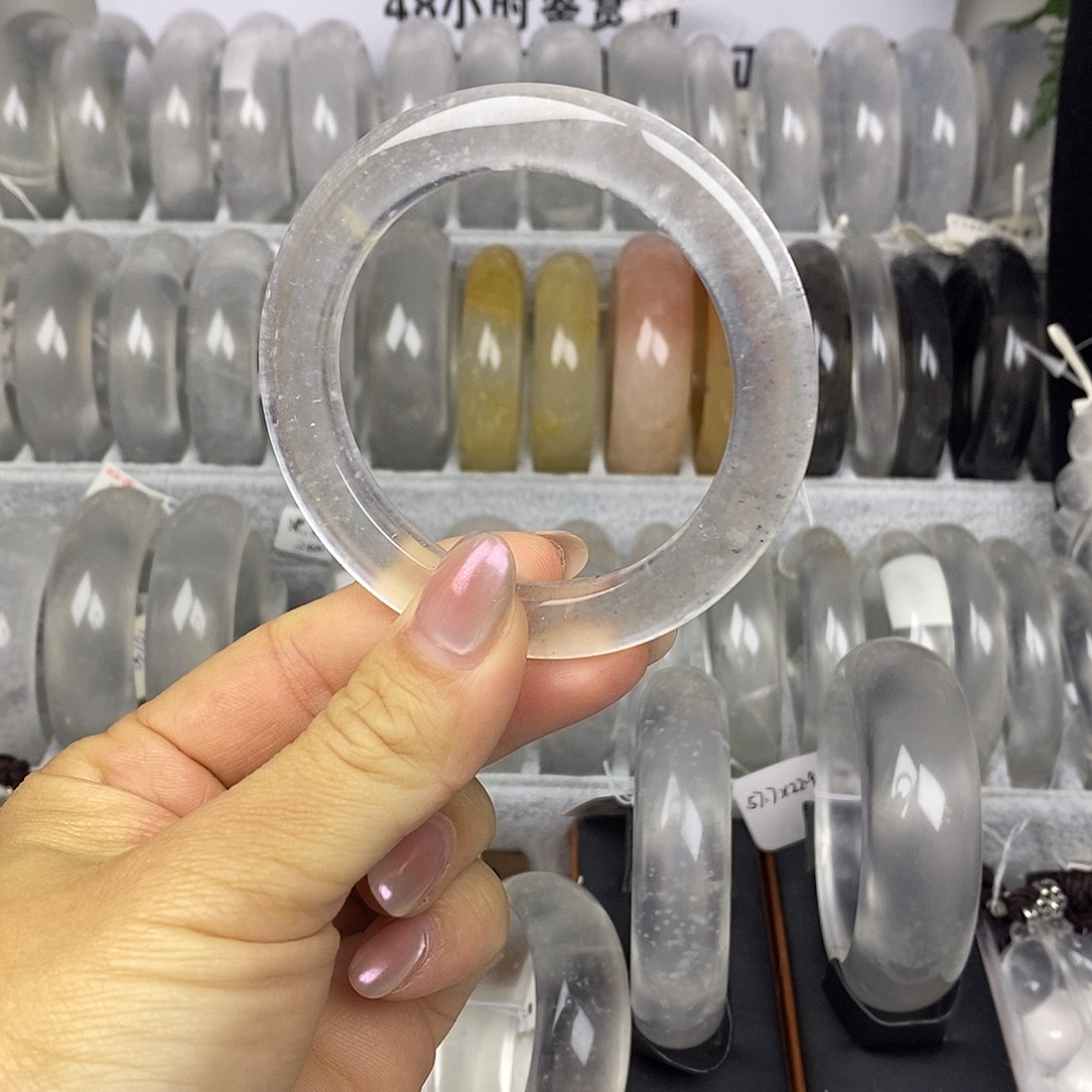 石英质玉未镶嵌手镯54.3白冰刚飘雪0936