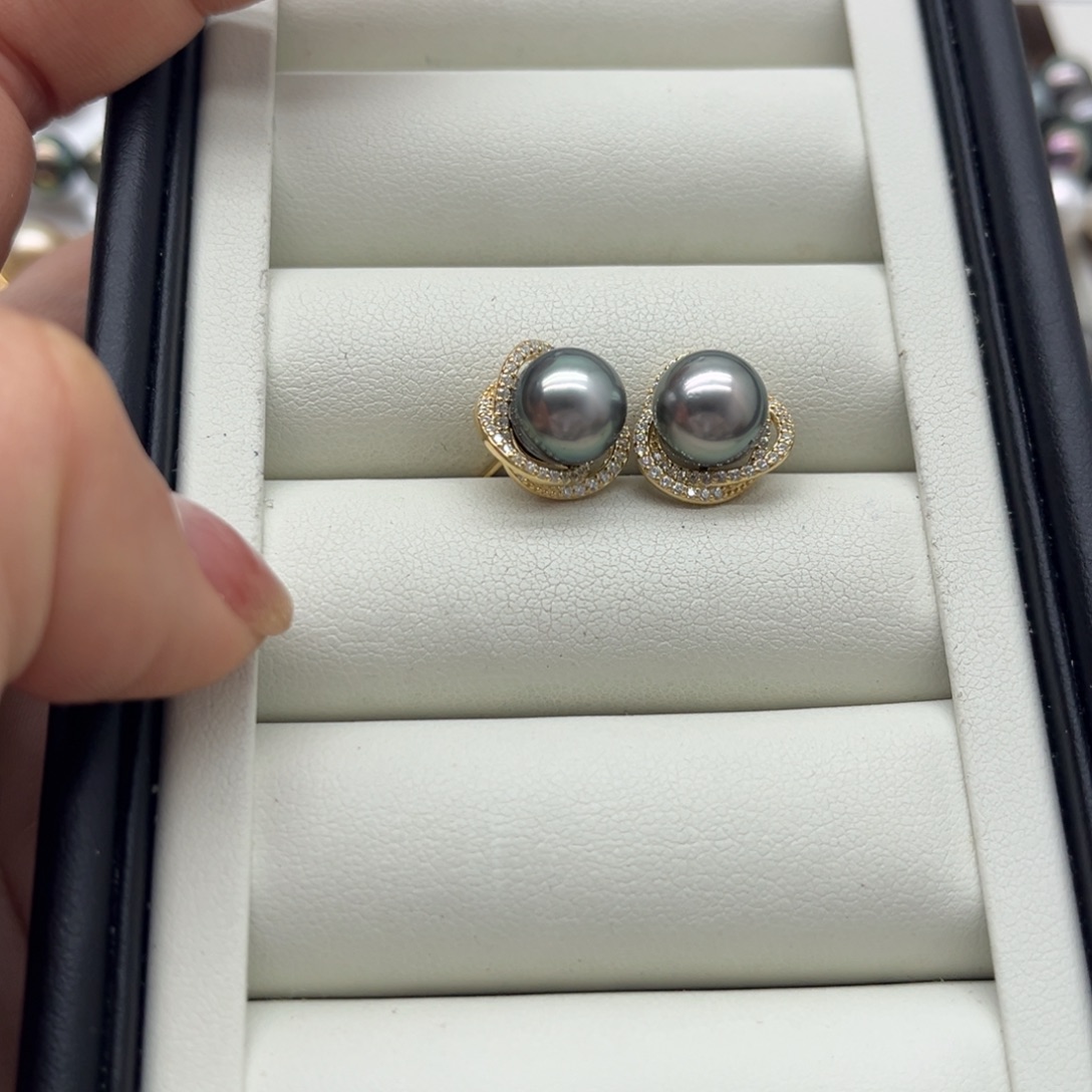 海水珍珠耳饰银S925镶嵌