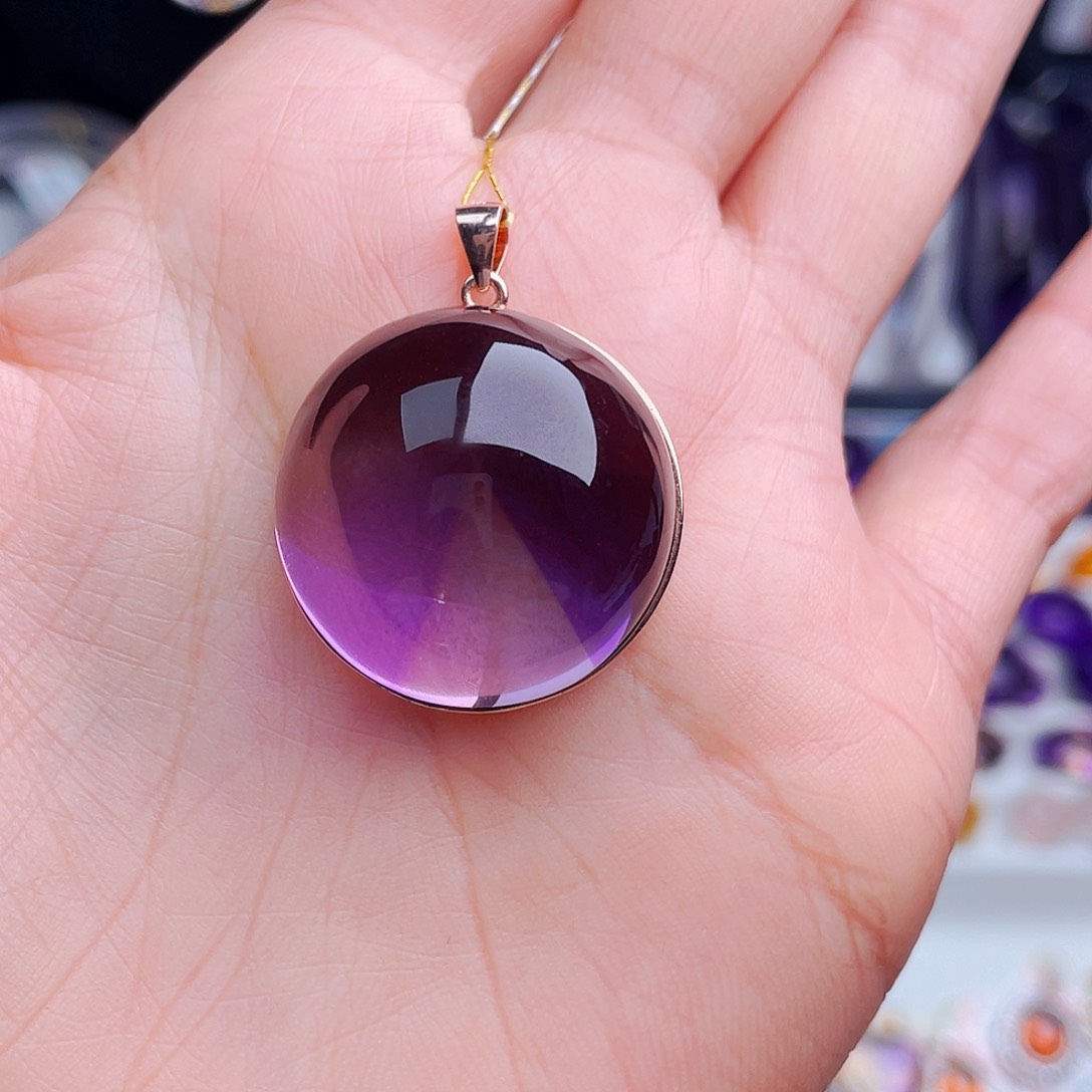 颈饰银S925镶嵌紫晶天然保真