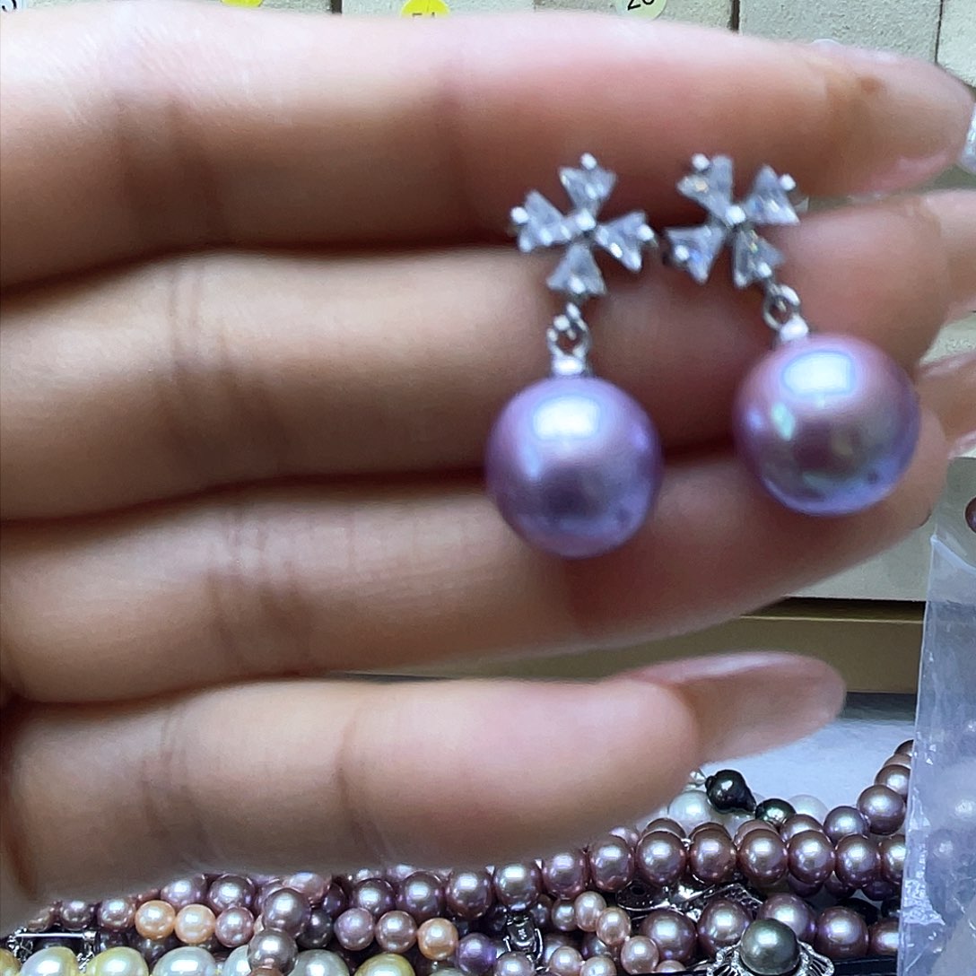 淡水珍珠耳饰银S925镶嵌