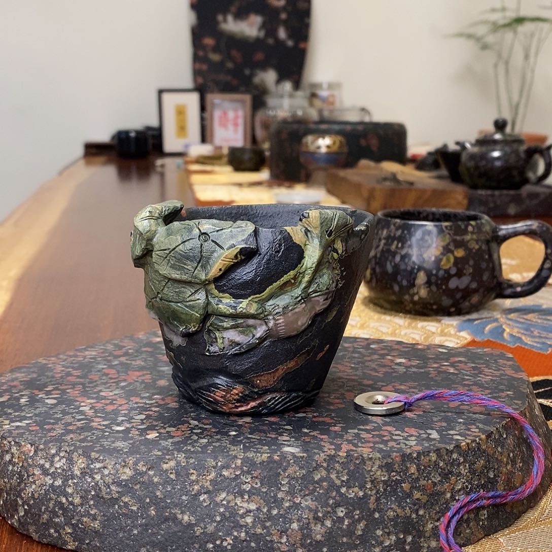 豫石匠梅花玉安山玉主人杯