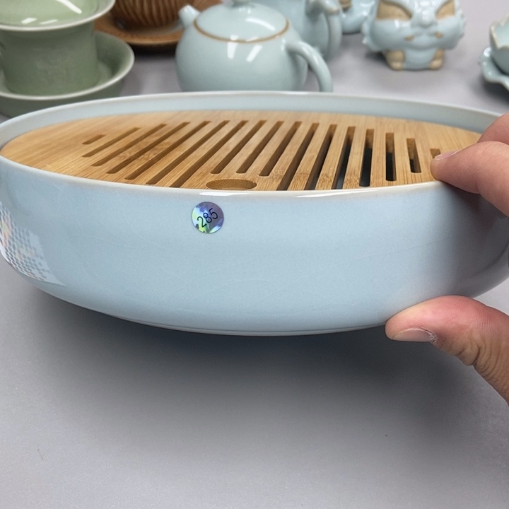 瓷用****9天青色张君老师瑕干泡台