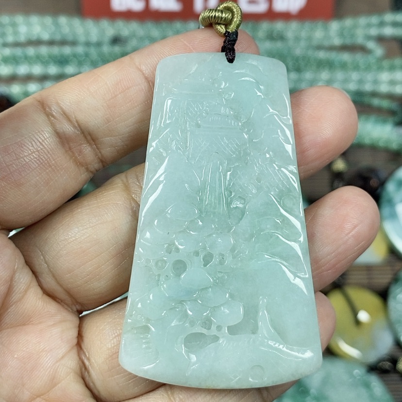 【闪购商品】翡翠颈饰未镶嵌玉吊坠翡翠玉山水牌