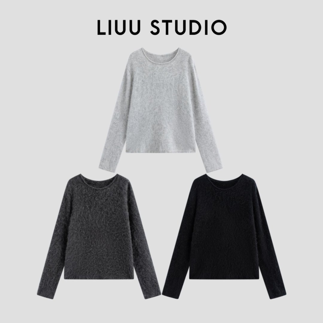 【LIUU】毫不费力的高级感 | 圆领卷边拉毛羊绒衫