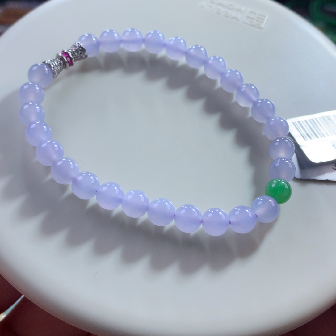 翡翠未镶嵌手链翡翠果冻胶底梦幻仙紫卡6+