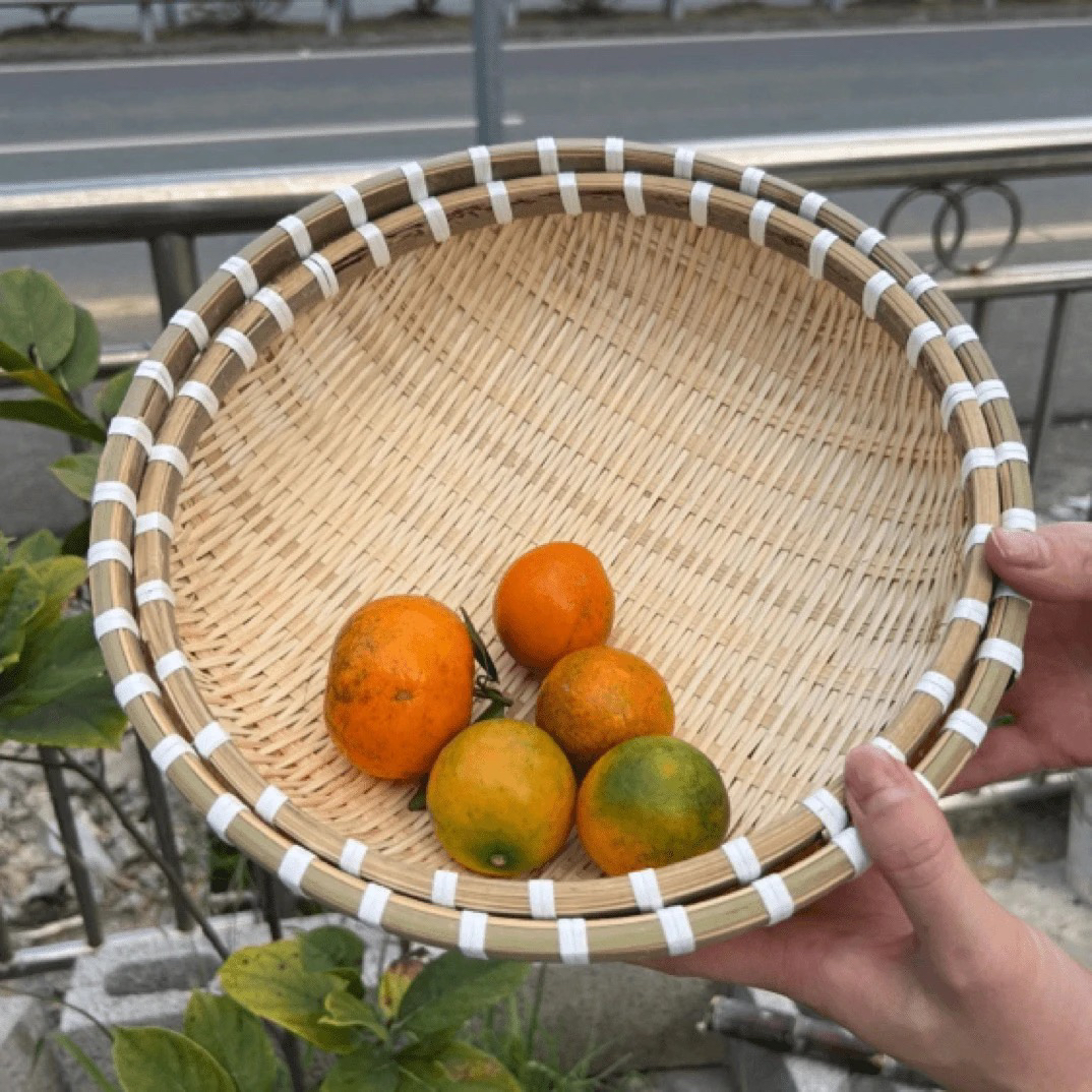 A大号竹编馒头筐洗菜沥水篮33/36厘米发2个