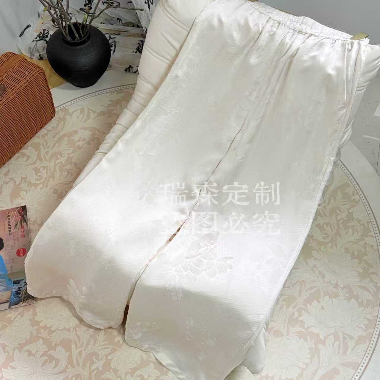 764 国风中式提花松紧腰直筒裤百搭气质-腰围66-裤长100