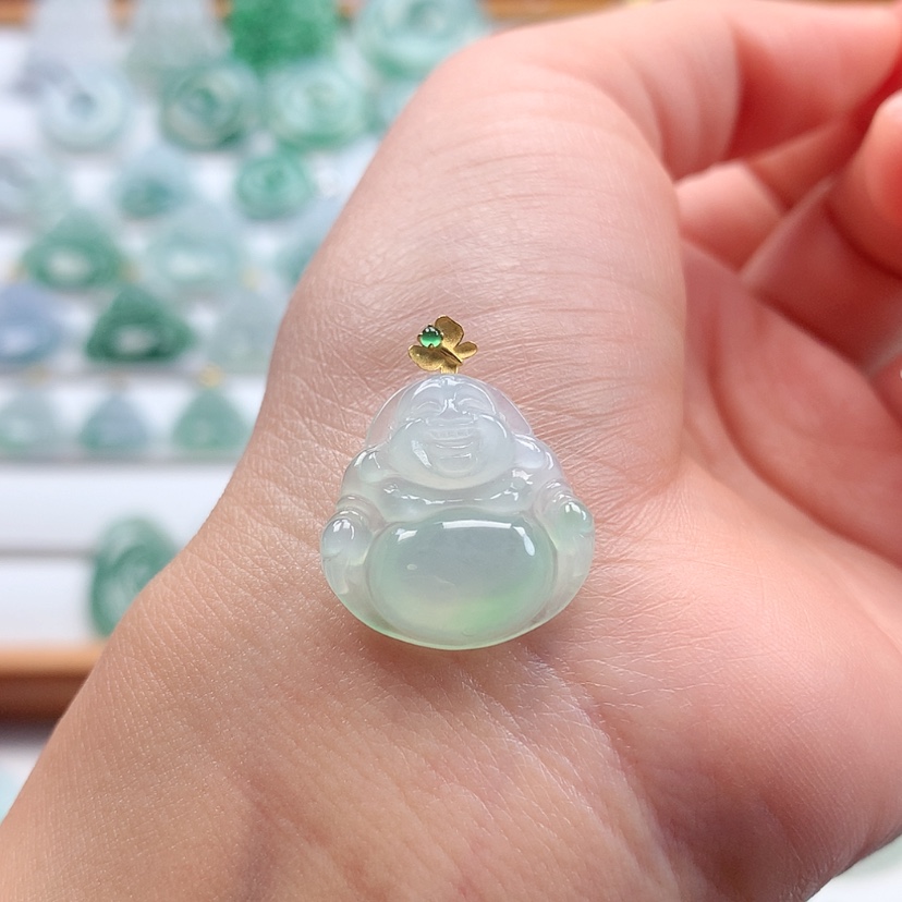 【闪购商品】翡翠吊坠(赠链)18K金镶嵌