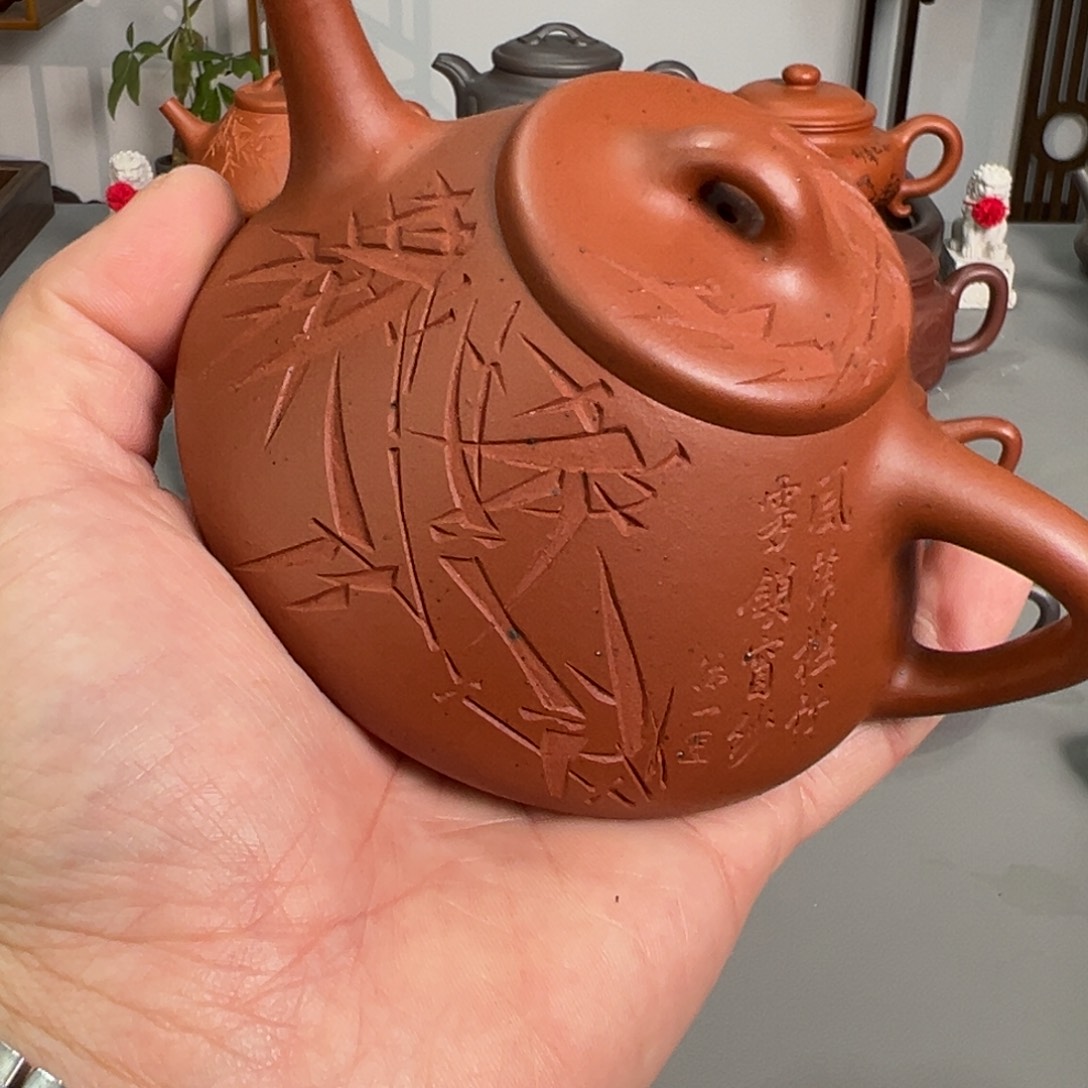 茶壶紫砂生砂朱泥子冶刻绘