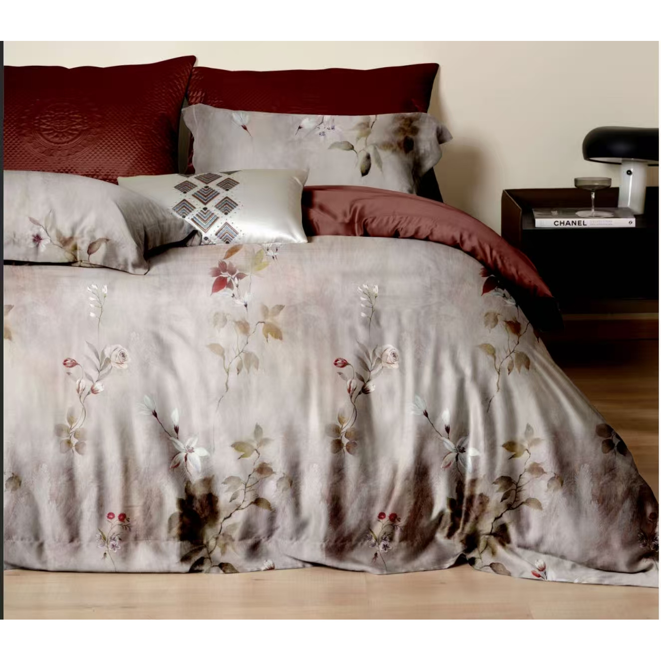 漫野-灰兰：120支贡缎长绒棉全棉高端四件套亲肤轻奢时尚