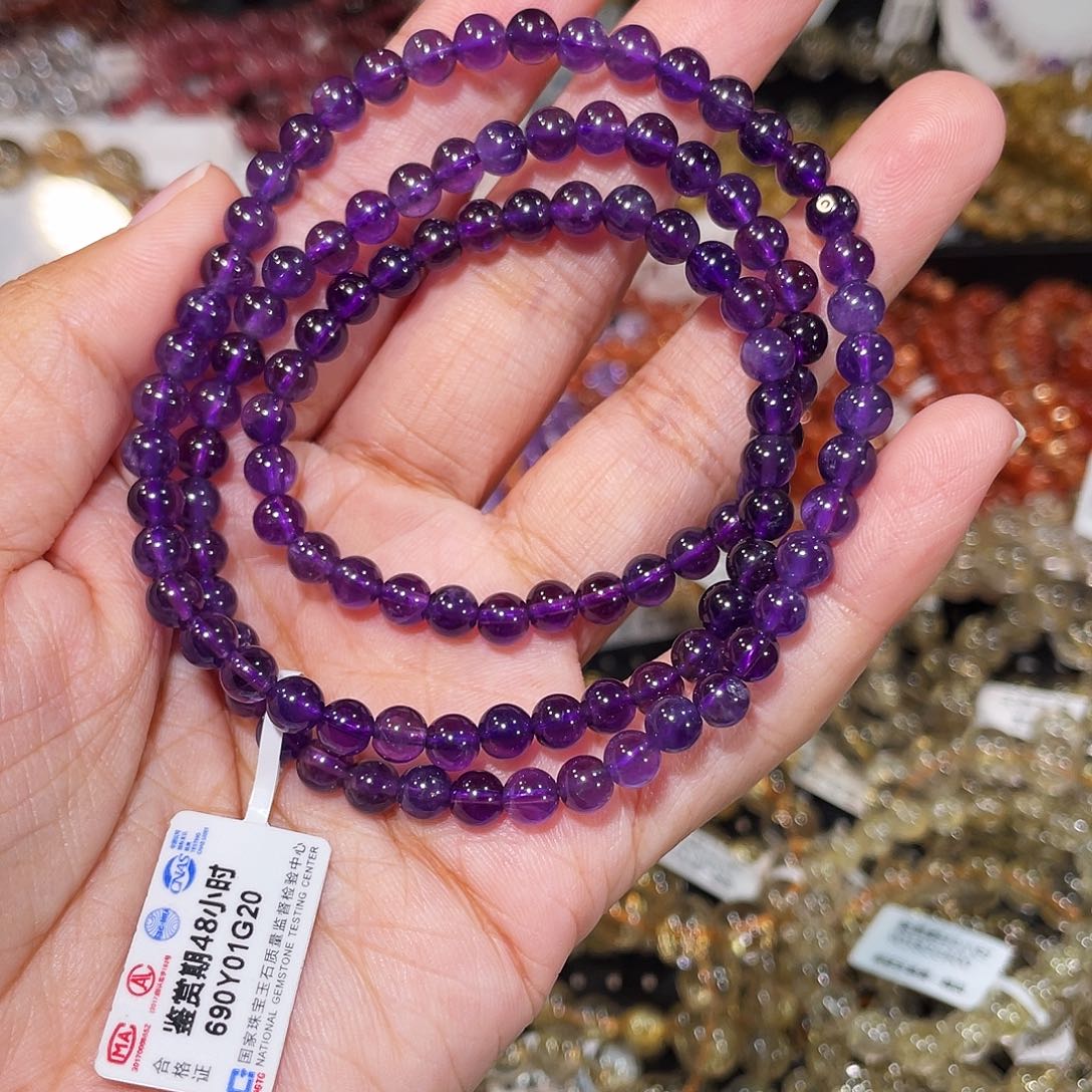 发晶手串未镶嵌紫水晶