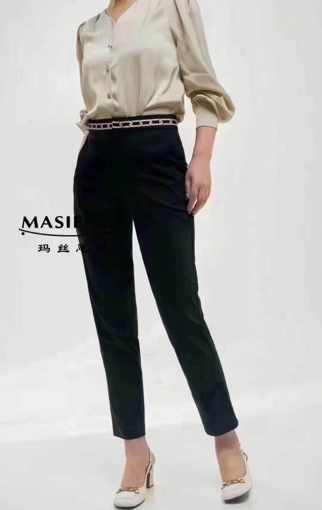 MASIENDI/玛丝恩迪高腰面膜直筒裤13718