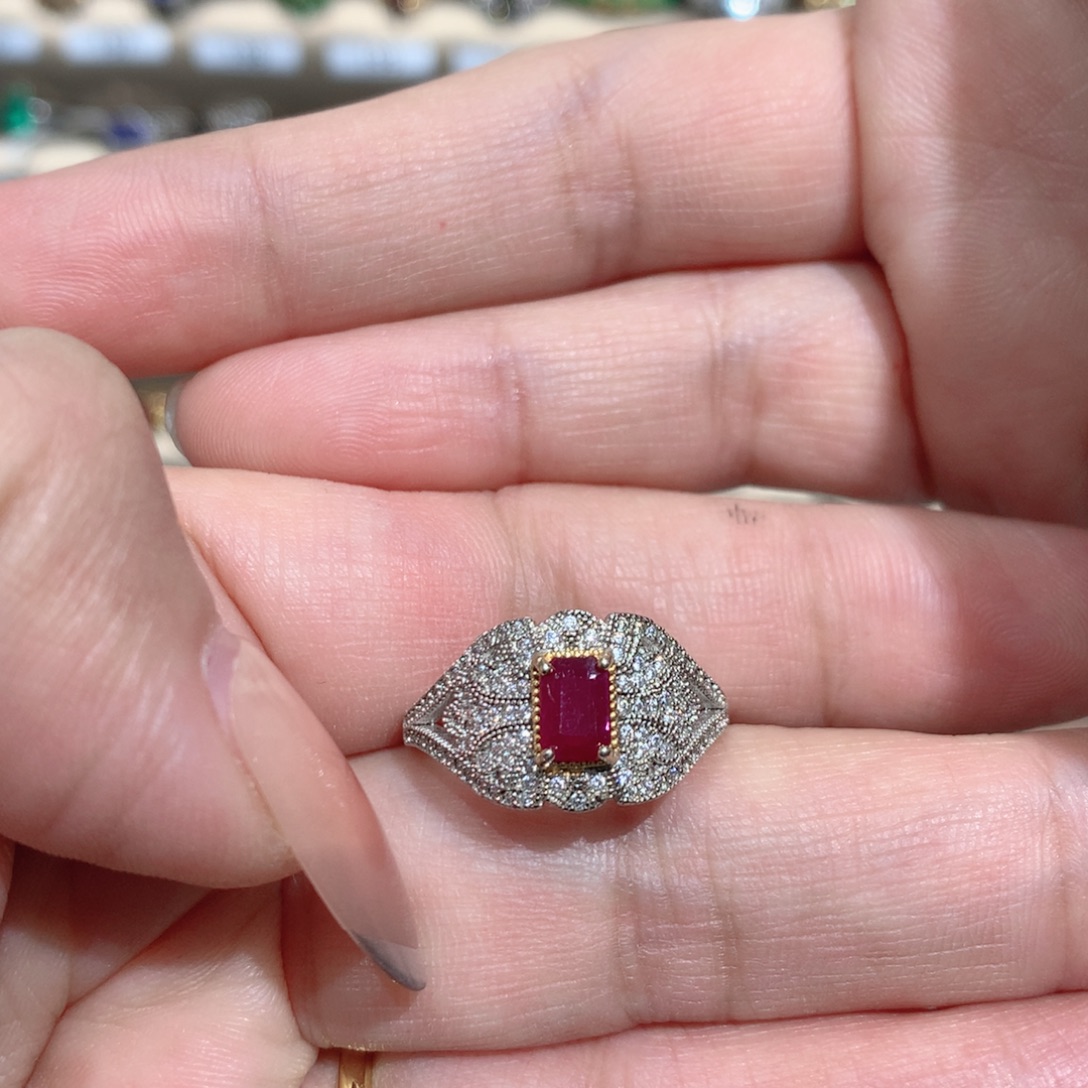 红宝石银S925镶嵌戒指