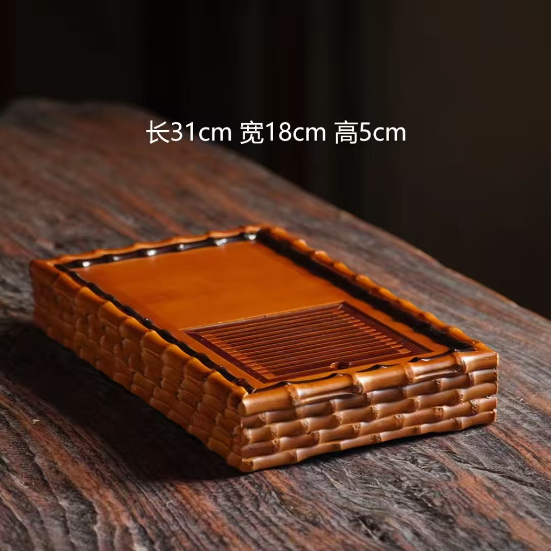 古奇竹鞭竹根盘家用高端精品复古创意简约储水式干泡台