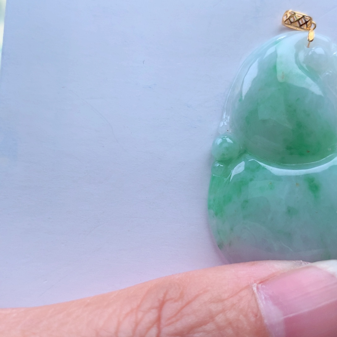 翡翠吊坠(不含链)18K金镶嵌