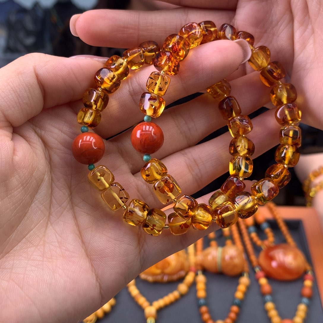 未镶嵌琥珀（花珀）手串多样性发一