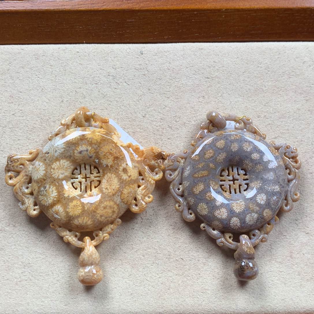 硅化珊瑚（珊瑚玉）万福牌原1500/个。限时85折未镶嵌